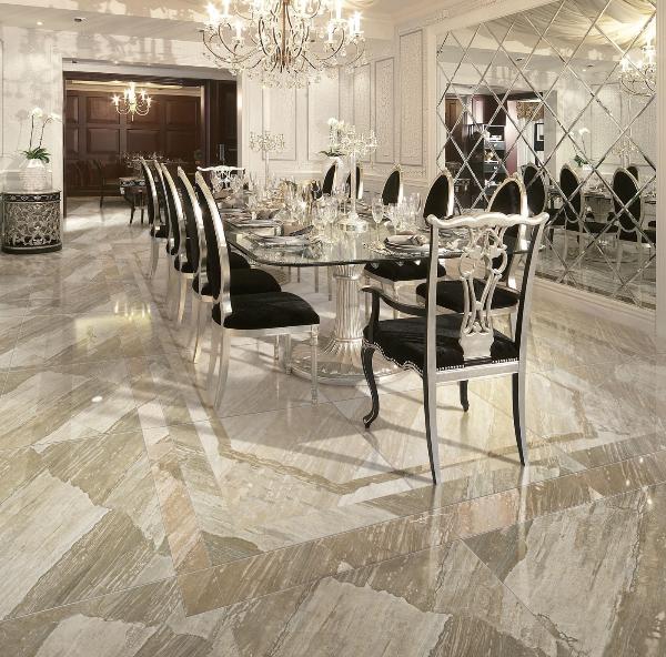 凯发K8国际全抛釉瓷砖天堡石KYS8061瓷砖别墅餐厅应用效果