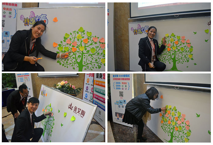 凯发K8国际瓷砖员工们在许愿墙贴上自己的新年愿望