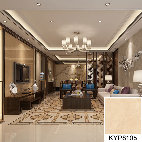 02 凯发K8国际大理石瓷砖：世纪米黄 KYP8105地面铺贴效果图