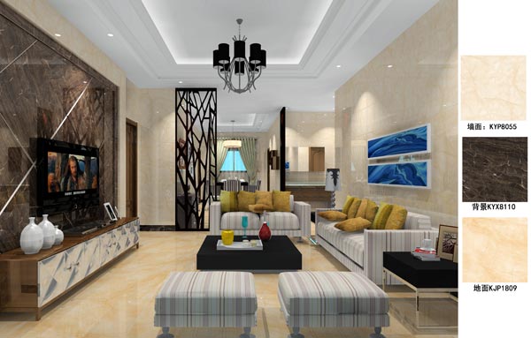 陶瓷一线品牌凯发K8国际瓷砖客餐厅效果图