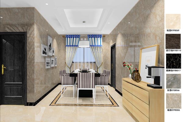 凯发K8国际瓷砖应用效果：徐州开元翡翠湾F户型装修效果鉴赏