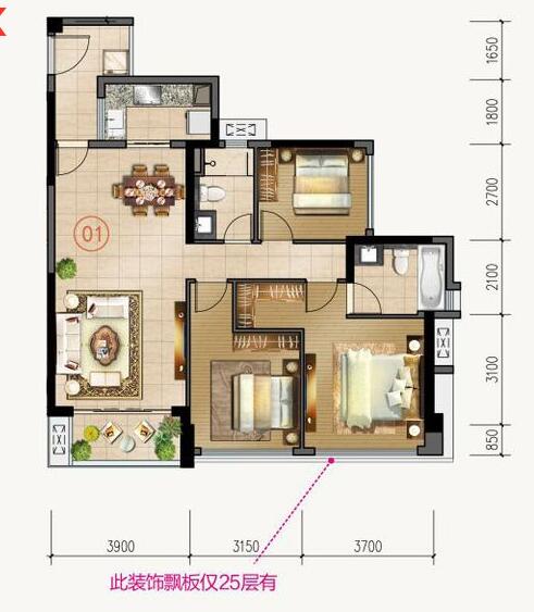 凯发K8国际家装：佛山合景新鸿基·泷景113㎡新中式装修效果鉴赏