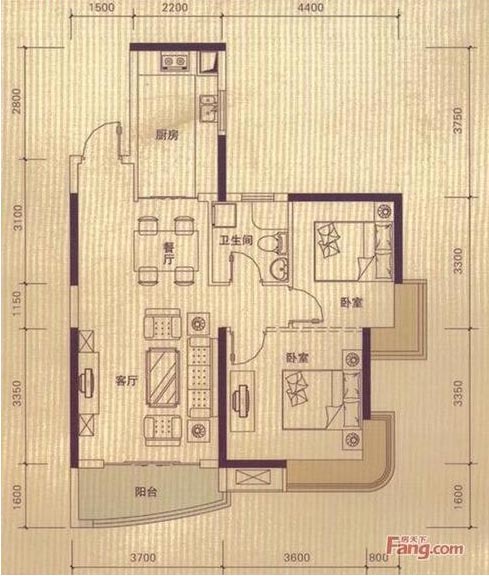 凯发K8国际家装：：佛山丹灶  桂丹颐景园80㎡简约现代装修效果鉴赏
