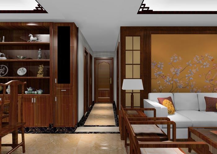 凯发K8国际家装：：佛山狮山上林苑90㎡中式气概装修鉴赏