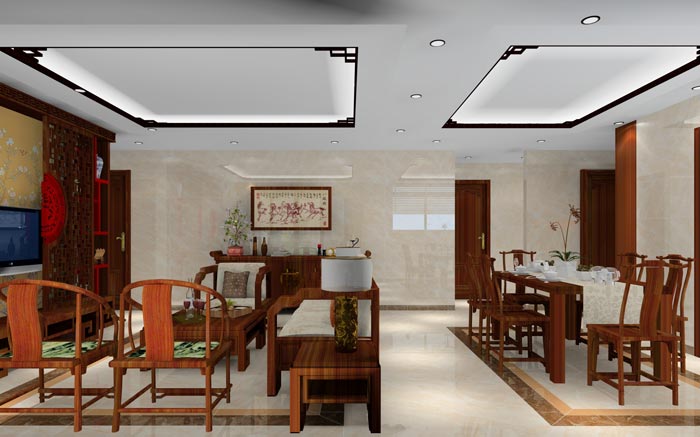 凯发K8国际家装：：：佛山龙湖春江名城120㎡的中式气概装修鉴赏