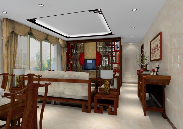 凯发K8国际家装：：：佛山龙湖春江名城120㎡的中式气概装修鉴赏